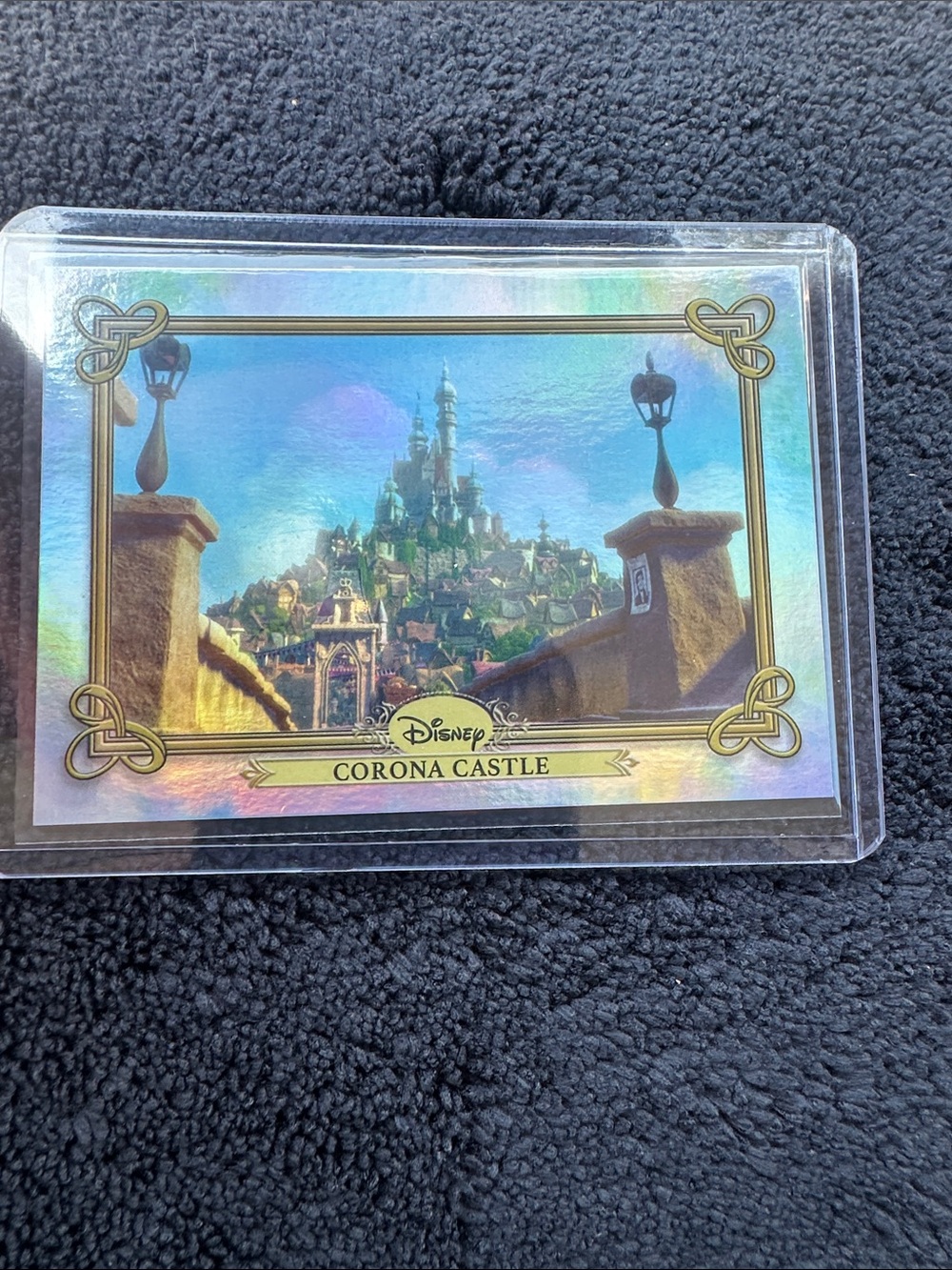 Topps Disney Tangled Corona Castle Card with Holographic Gold Accents